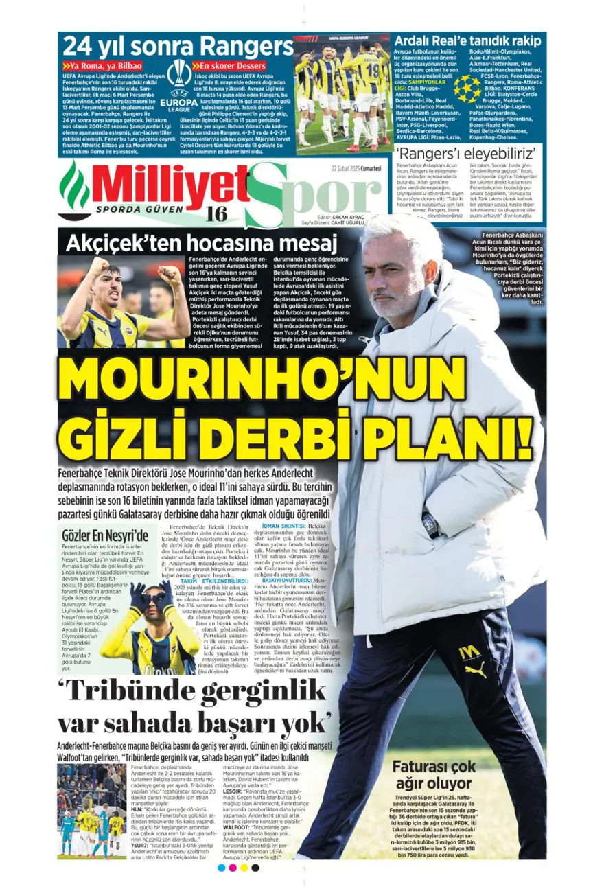 "Yolun sonu final olsun" (22 Şubat spor manşetleri) 22 "Yolun sonu final olsun" (22 Şubat spor manşetleri) 22