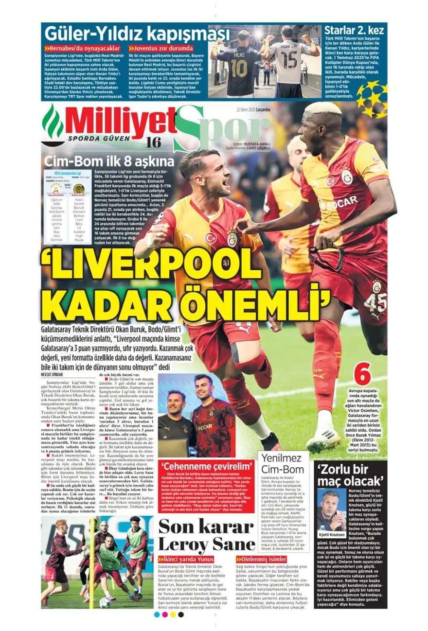 "Viking'i yen Avrupa'yı titret" (22 Ekim 2025 spor manşetleri) 14