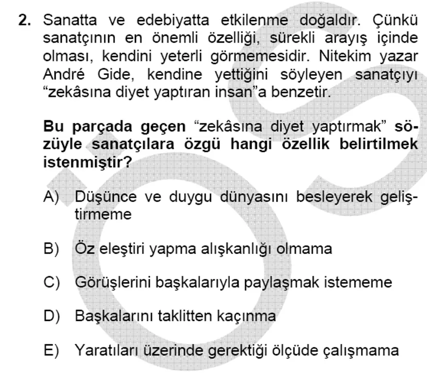 YGS Türkçe Soru ve Yanıtları 1