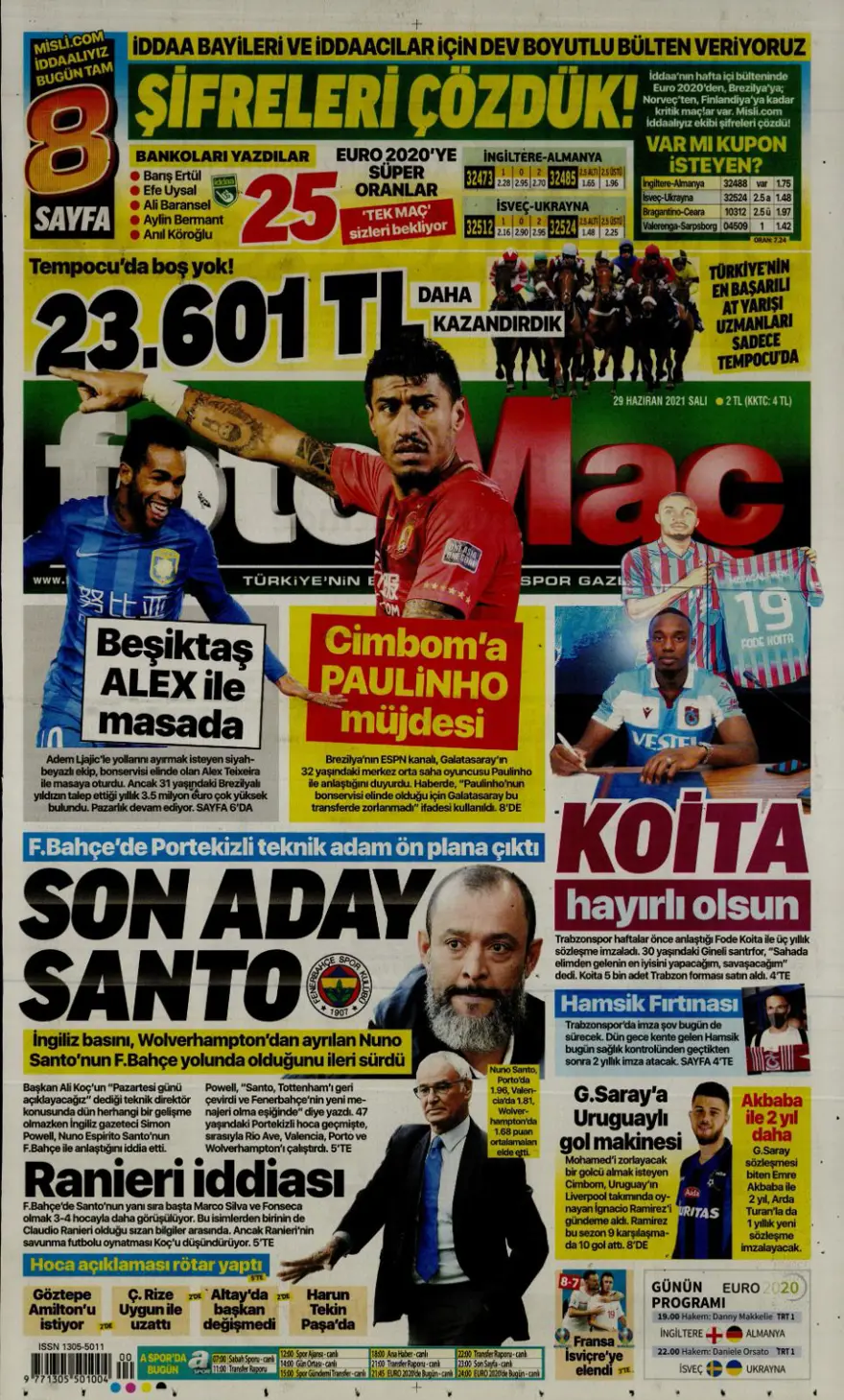 Günün spor manşetleri (29 Haziran 2021) 