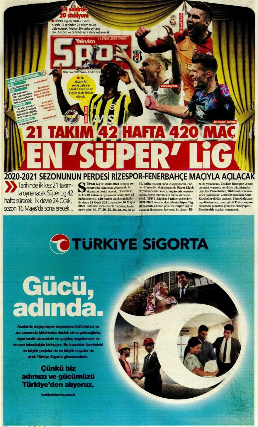 Günün spor manşetleri (11 Eylül 2020) 11