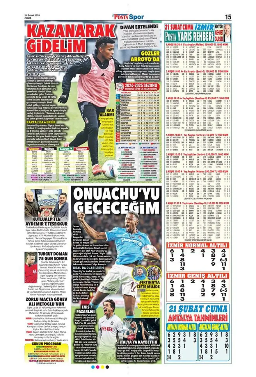 "Fener işi bitirdi" (21 Şubat 2025 spor manşetleri) 7