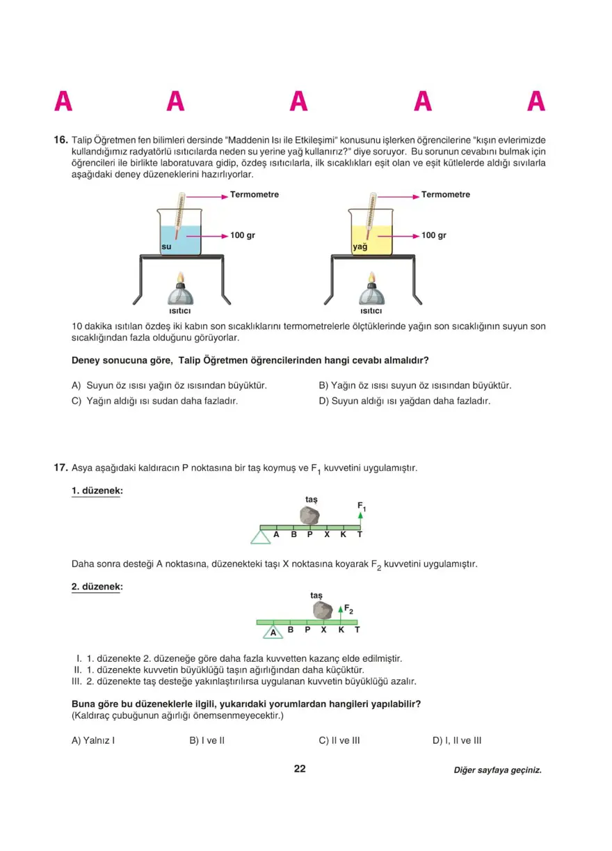 LGS deneme sınavı - Sayısal bölüm 21 LGS deneme sınavı - Sayısal bölüm 21
