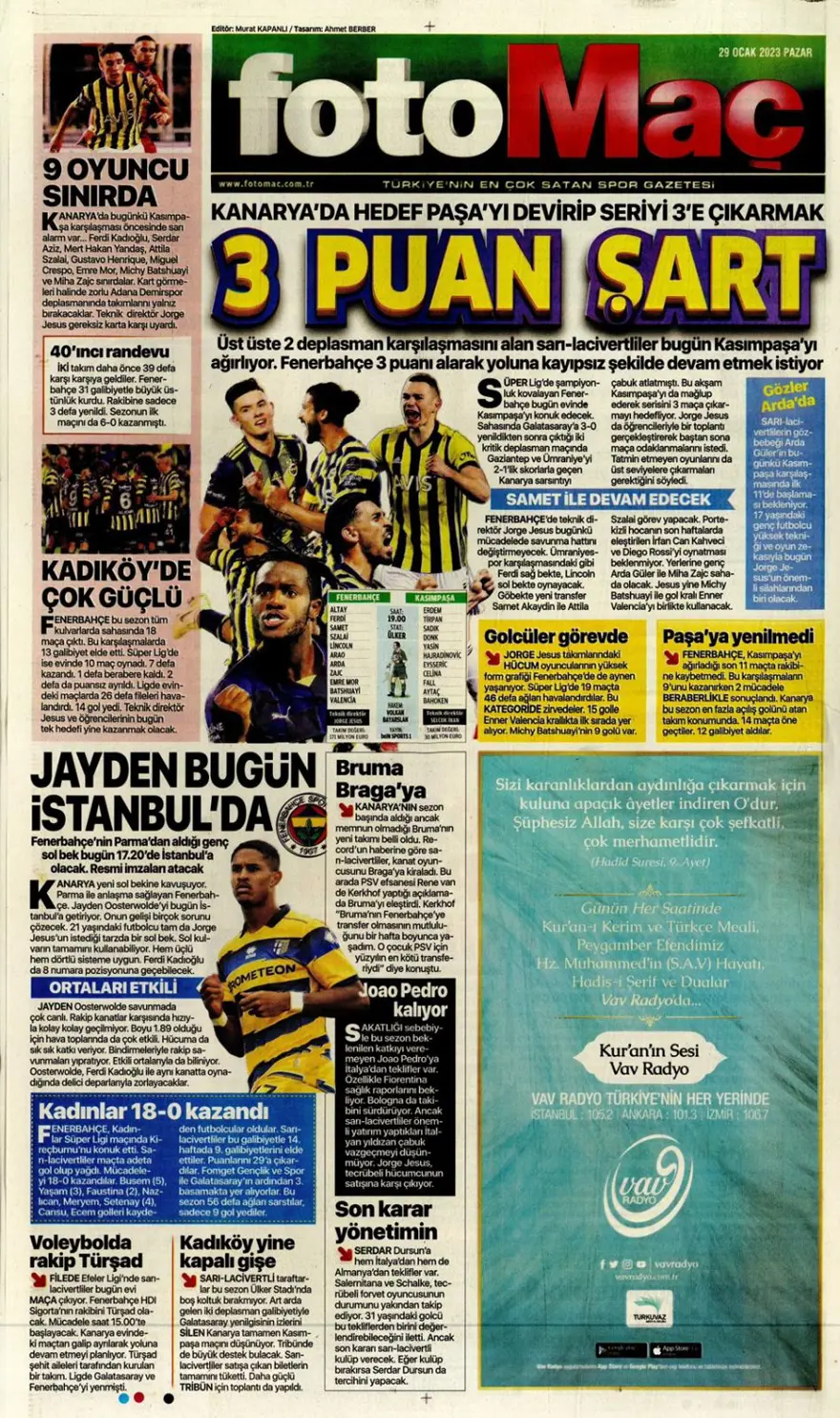 Günün spor manşetleri (29 Ocak 2023) 17