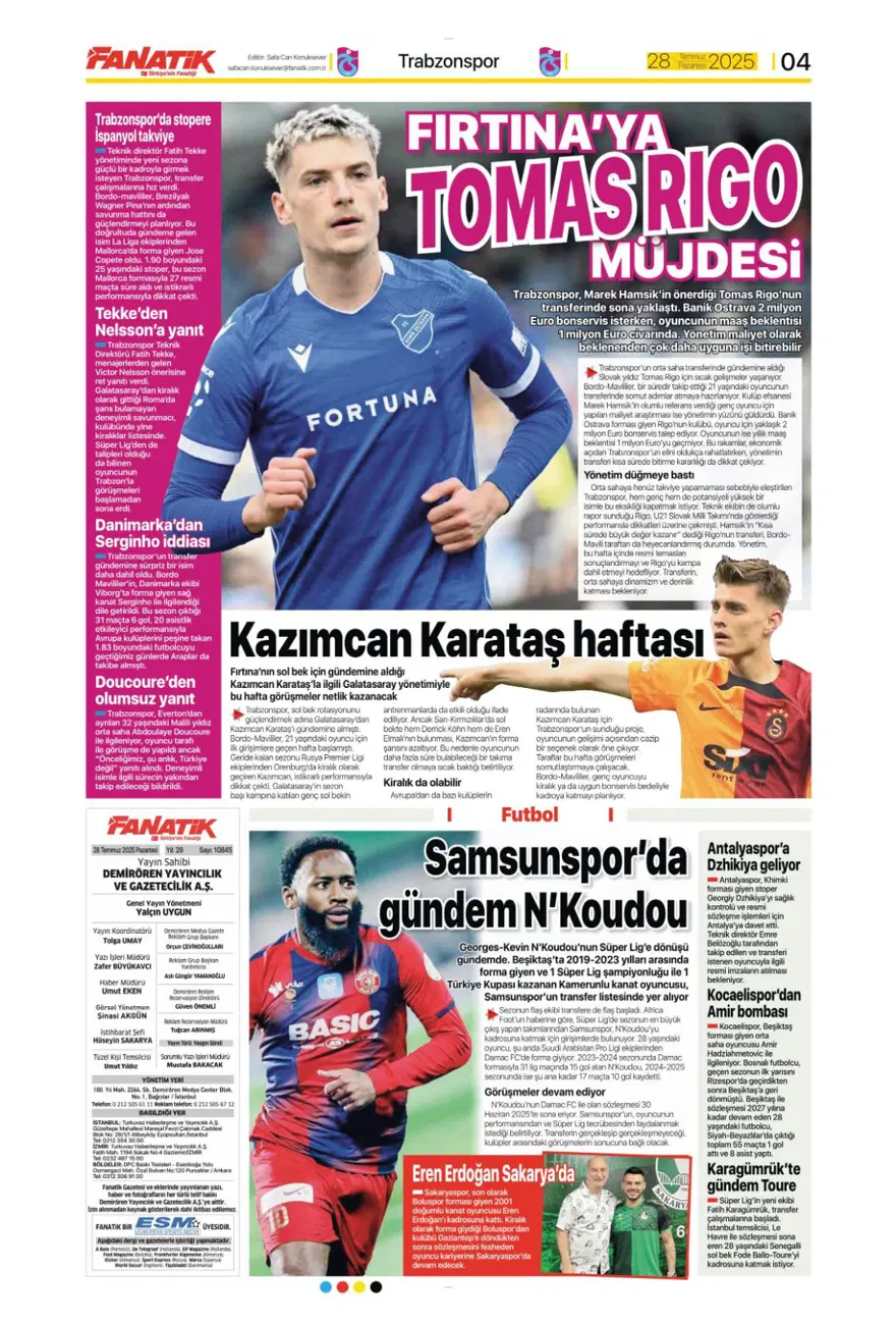 "Son dokunuşu ben yapamam" (28 Temmuz 2025 spor manşetleri) 3 "Son dokunuşu ben yapamam" (28 Temmuz 2025 spor manşetleri) 3