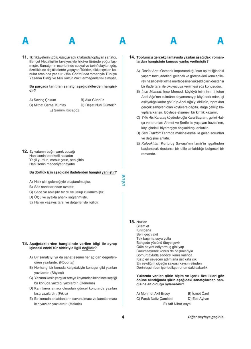 YKS - AYT deneme sınavı 3