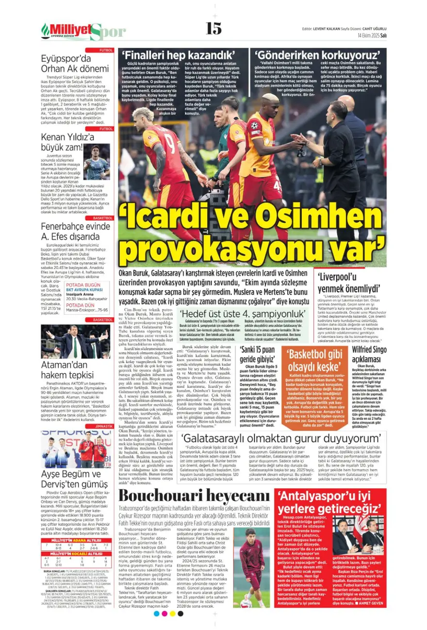 "Gürcistan'ı yen Play-off'u gör" (14 Ekim 2025 spor manşetleri) 15