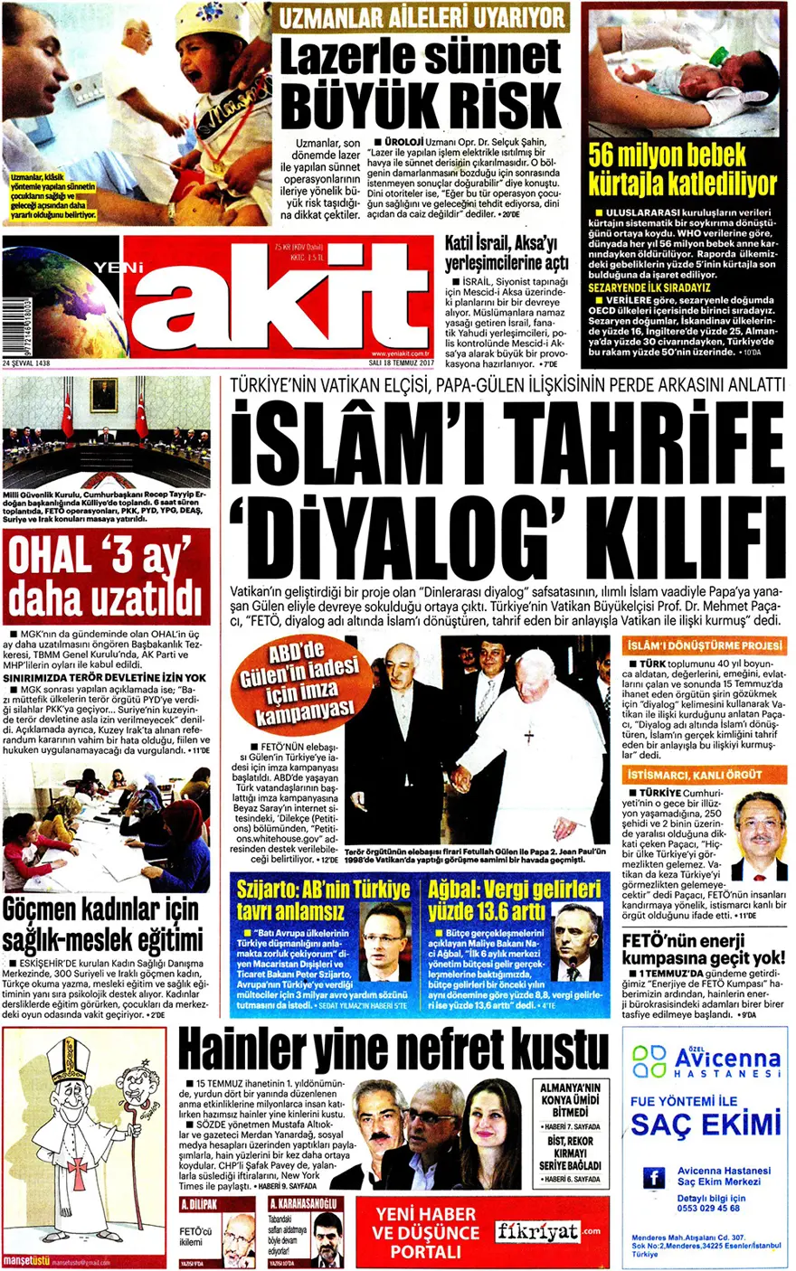Günün gazete manşetleri - 18 Temmuz 2017 15