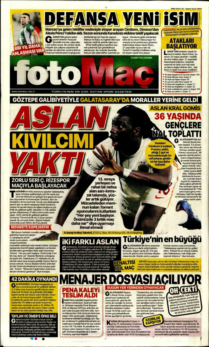 Günün spor manşetleri (23 Şubat 2022) 6