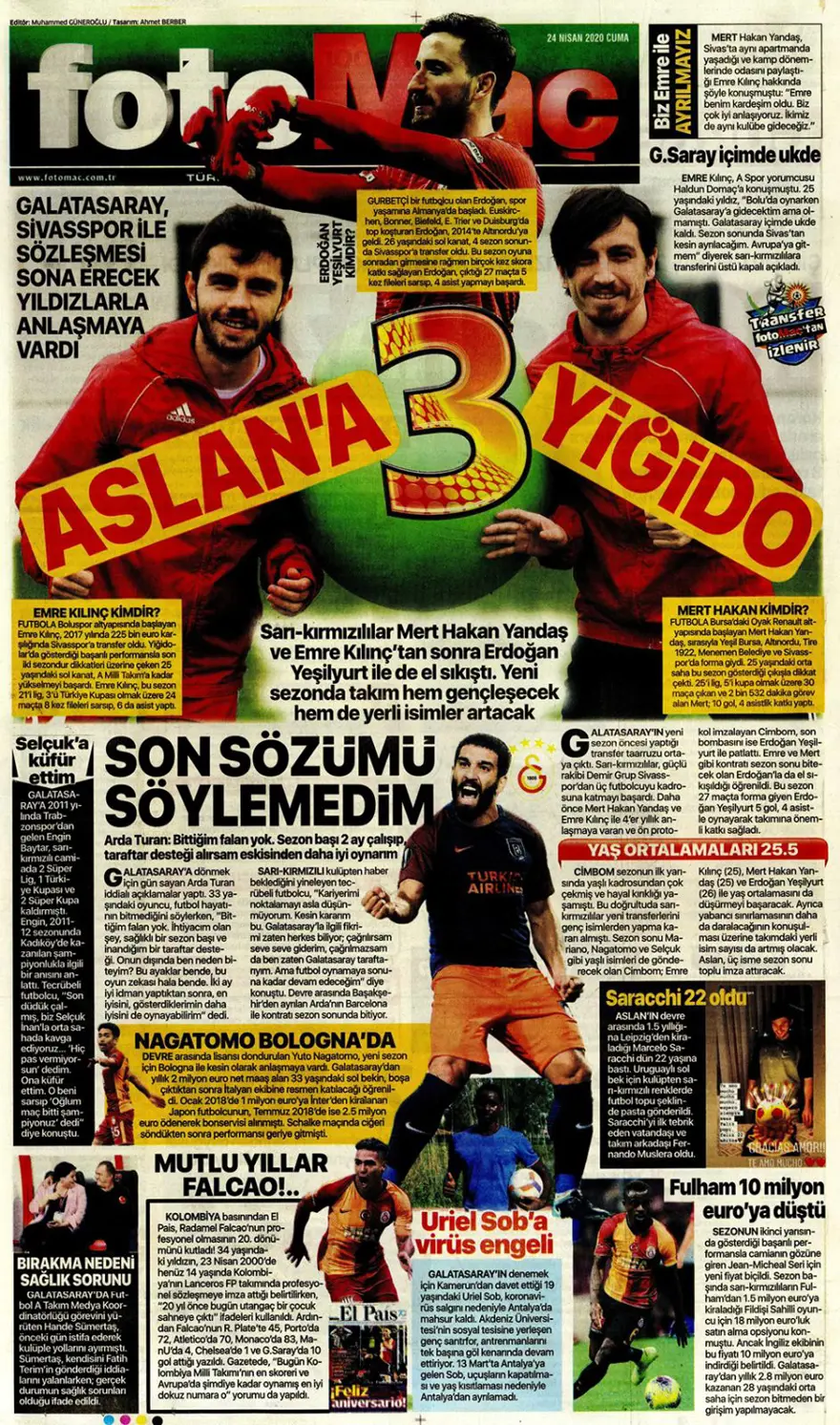 Günün spor manşetleri (24 Nisan 2020) 1