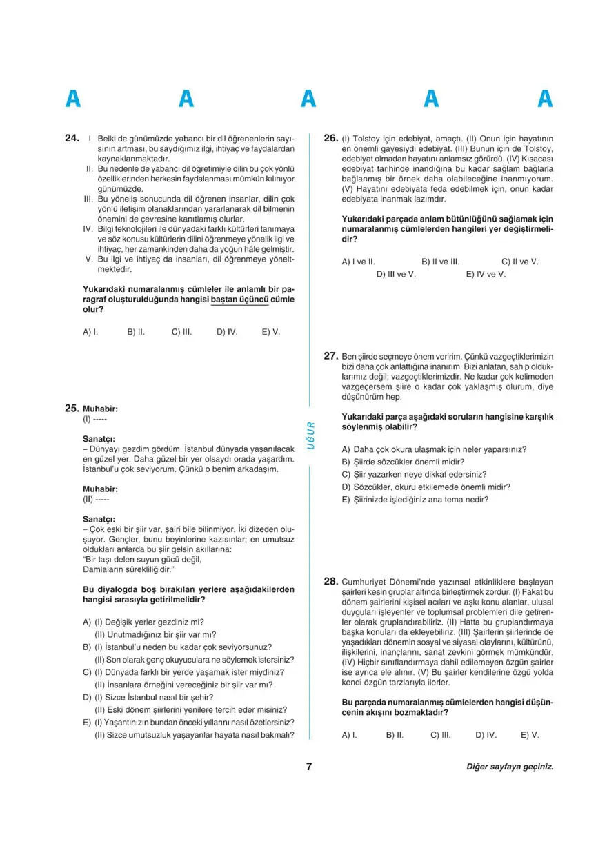 YKS - TYT deneme sınavı 6