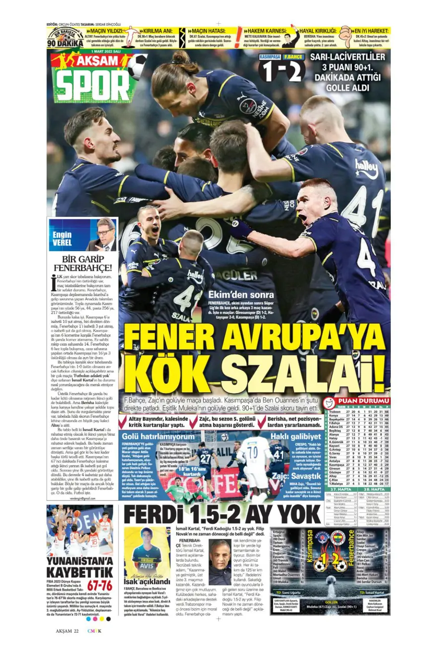 Günün spor manşetleri (1 Mart 2022) 4
