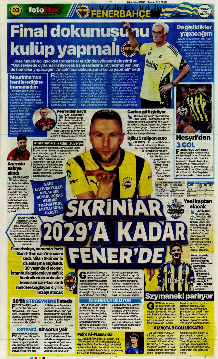 "Son dokunuşu ben yapamam" (28 Temmuz 2025 spor manşetleri) 6 "Son dokunuşu ben yapamam" (28 Temmuz 2025 spor manşetleri) 6