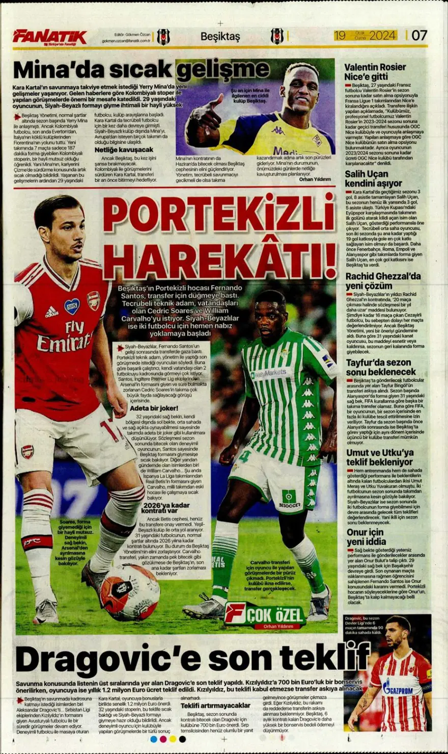 "Fenerbahçe'ye yeni Alex" (19 Ocak 2024 spor manşetleri) 13 "Fenerbahçe'ye yeni Alex" (19 Ocak 2024 spor manşetleri) 13