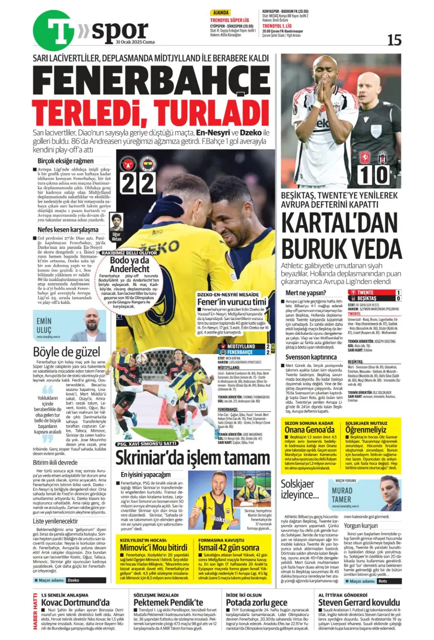 "İki play-off, bir off" (31 Ocak 2025 spor manşetleri) 33 "İki play-off, bir off" (31 Ocak 2025 spor manşetleri) 33