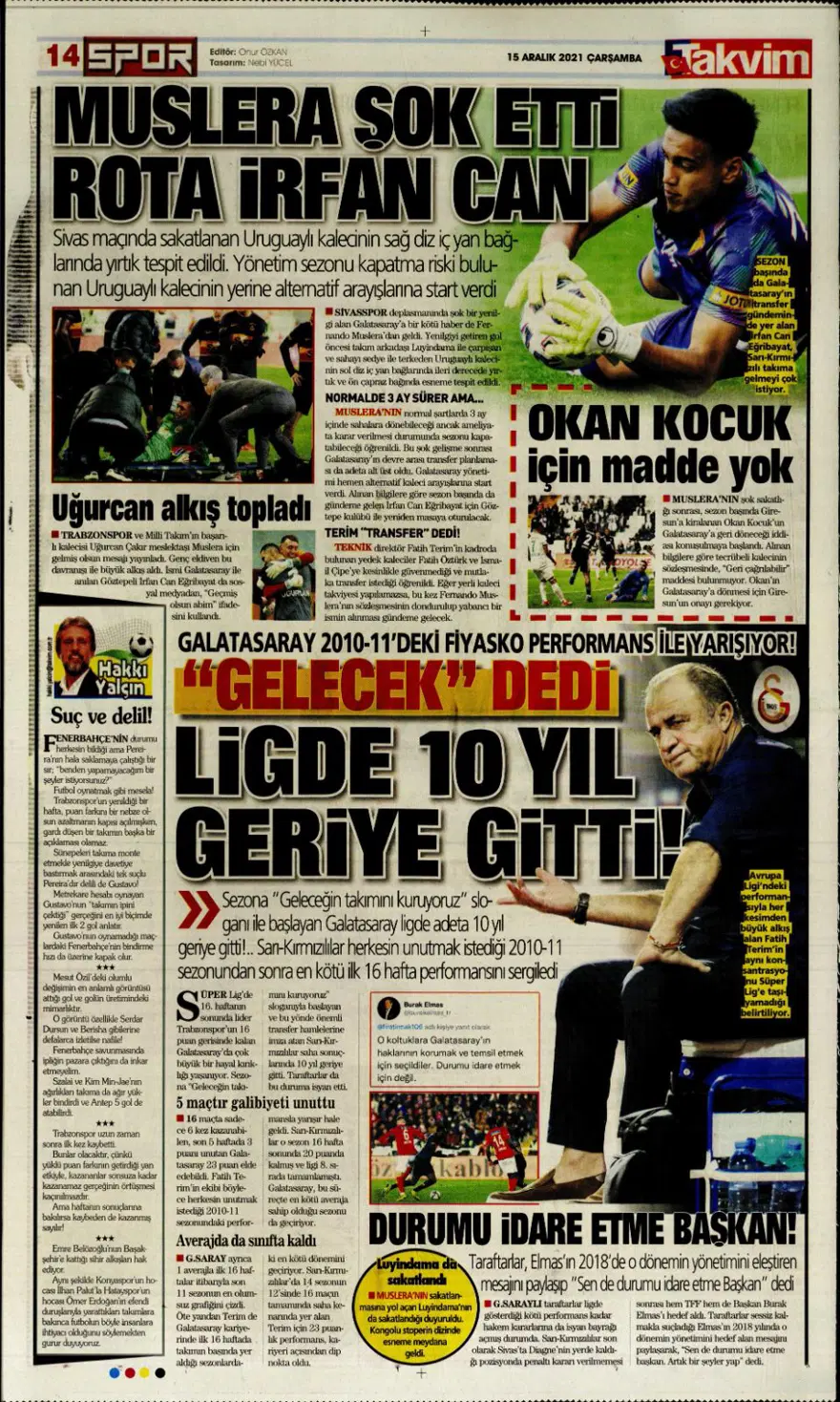 Günün spor manşetleri (15 Aralık 2021) 12 Günün spor manşetleri (15 Aralık 2021) 12