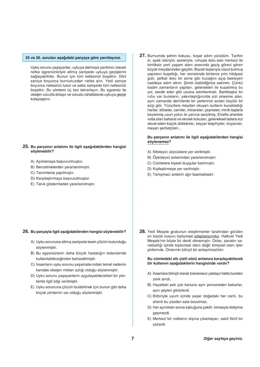 Uğur Okulları TYT -2 deneme sınavı 6