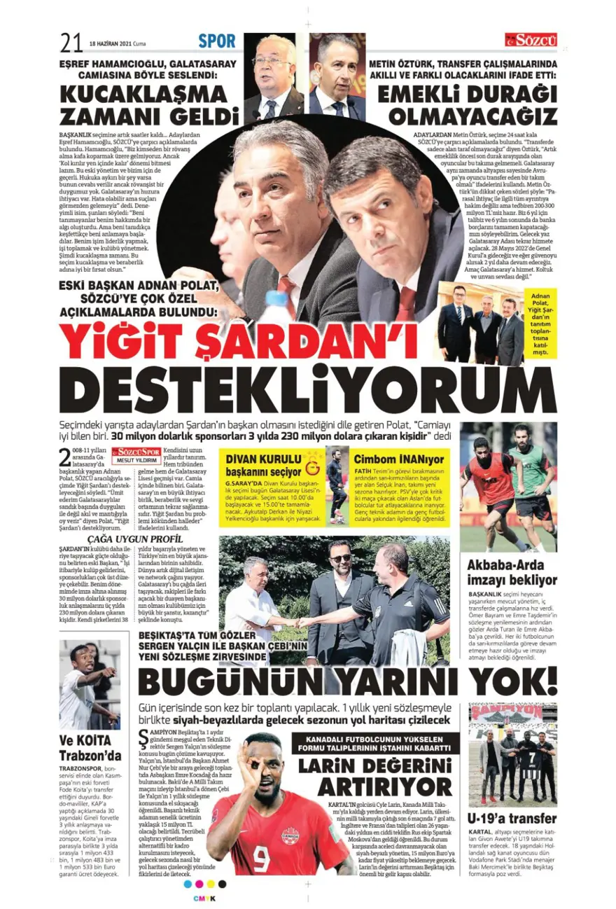 Günün spor manşetleri (18 Haziran 2021) 10