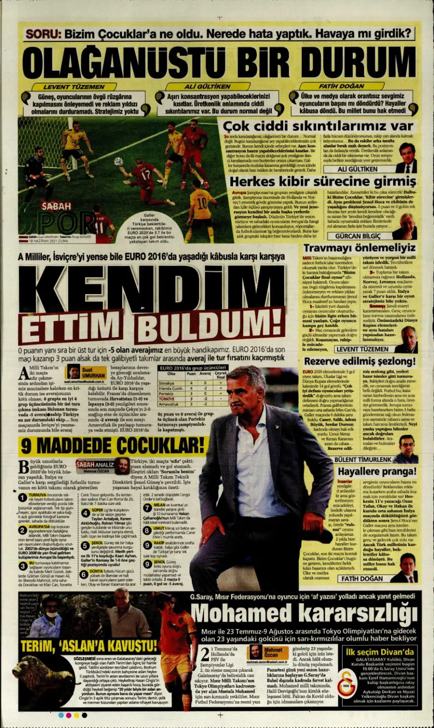 Günün spor manşetleri (18 Haziran 2021) 7
