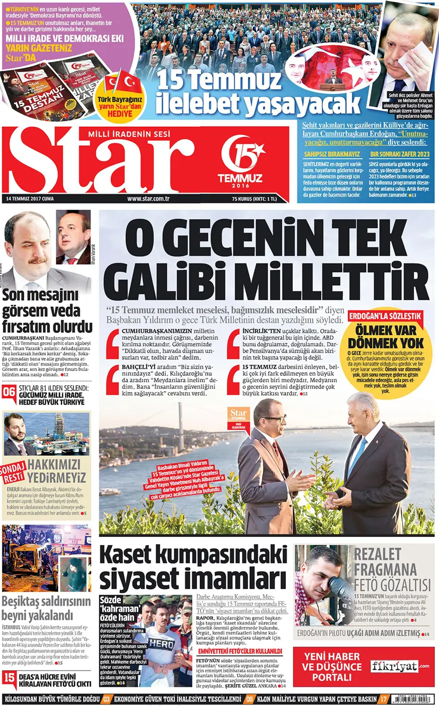 Günün gazete manşetleri - 14 Temmuz 2017 7