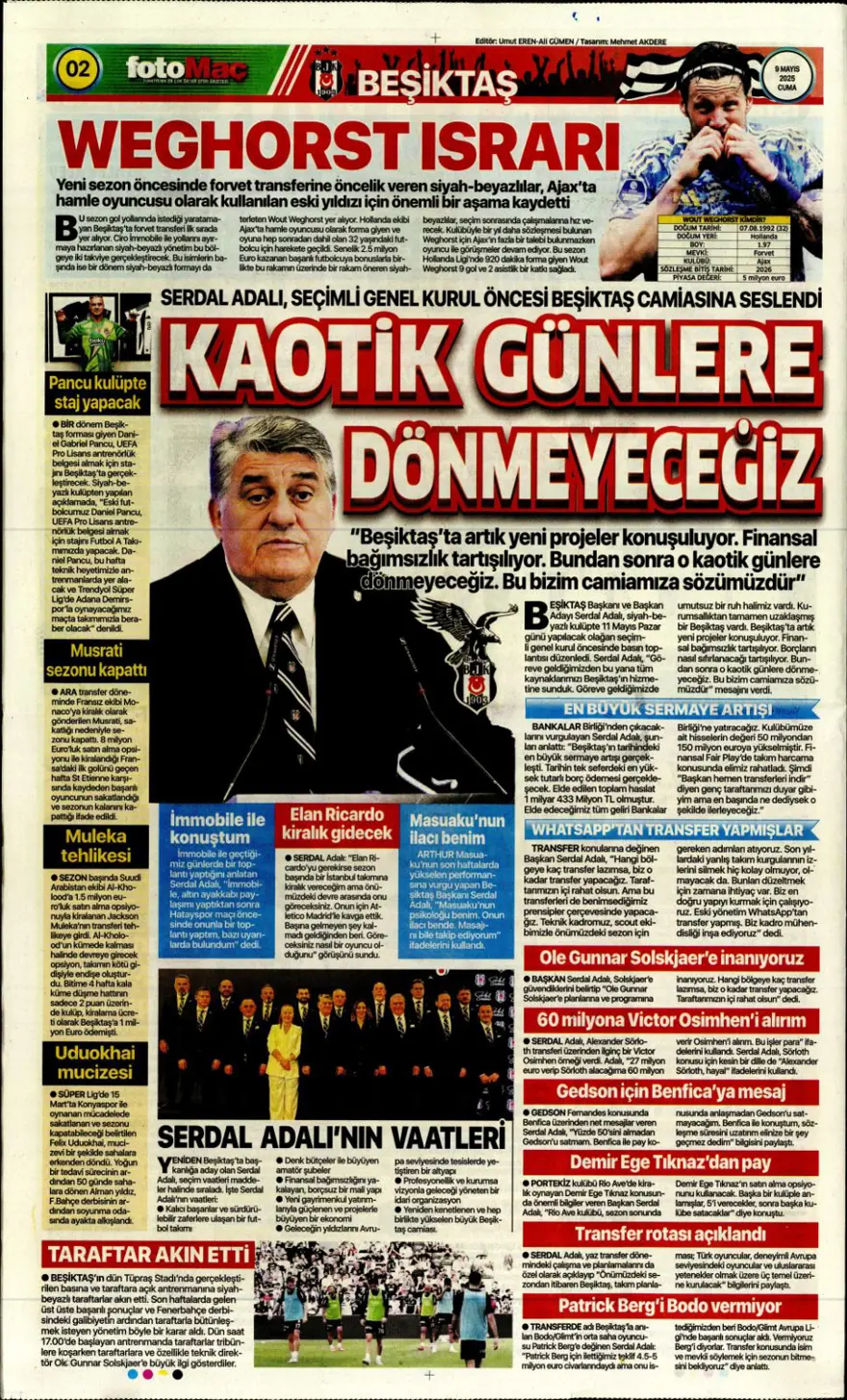 "Galatasaray 10'un peşini bırakmıyor" (9 Mayıs 2025 spor manşetleri) 12