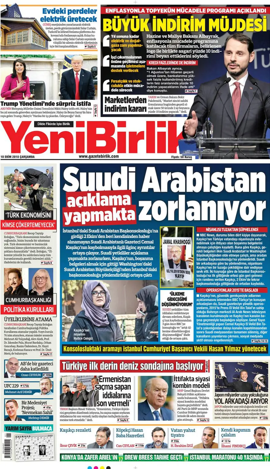 Günün gazete manşetleri - 10 Ekim 2018 4