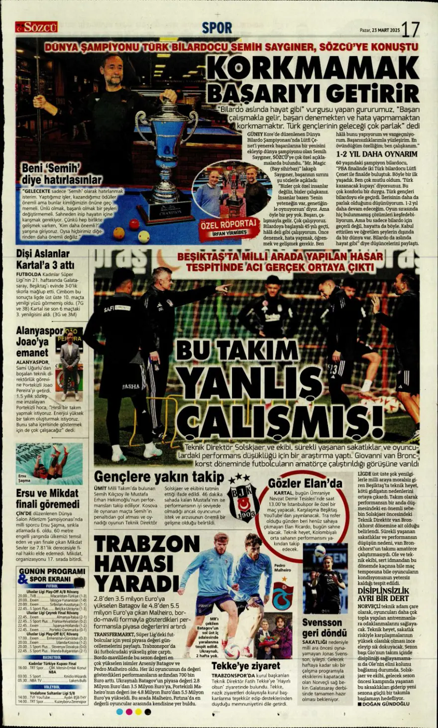 "A ligi için son viraj" (23 Mart 2025 spor manşetleri) 11 "A ligi için son viraj" (23 Mart 2025 spor manşetleri) 11