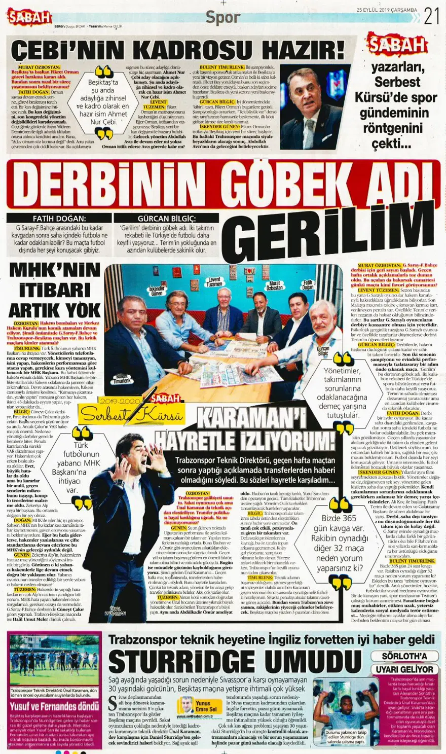 Günün spor manşetleri (25 Eylül 2019) 9
