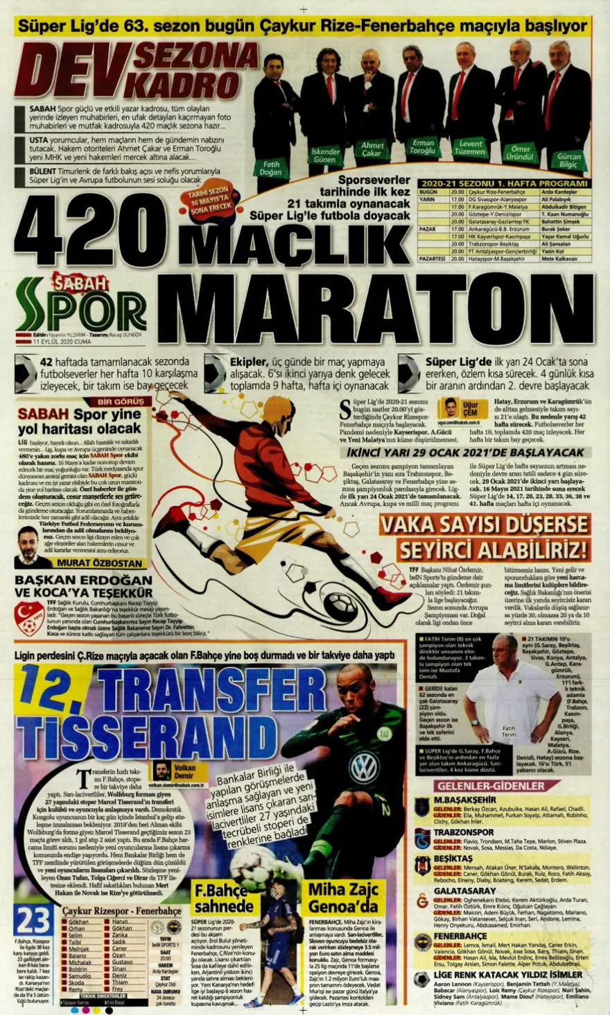 Günün spor manşetleri (11 Eylül 2020) 5