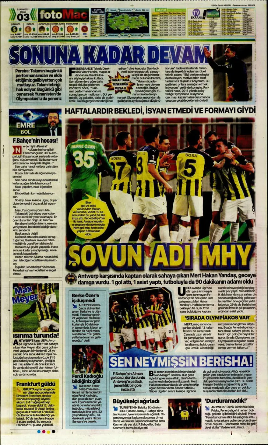 Günün spor manşetleri (5 Kasım 2021) 26