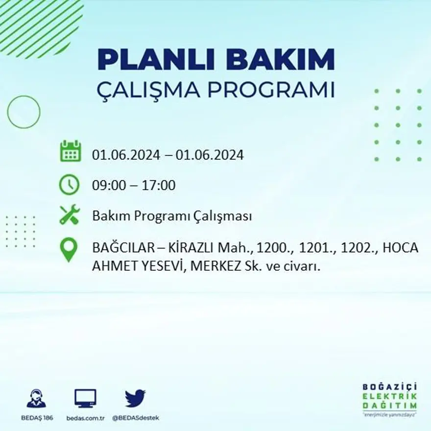 İstanbul'un 18 ilçesinde elektrik kesintisi yaşanacak: Elektrikler ne zaman gelecek? (1 Haziran BEDAŞ kesinti programı) 6 İstanbul'un 18 ilçesinde elektrik kesintisi yaşanacak: Elektrikler ne zaman gelecek? (1 Haziran BEDAŞ kesinti programı) 6