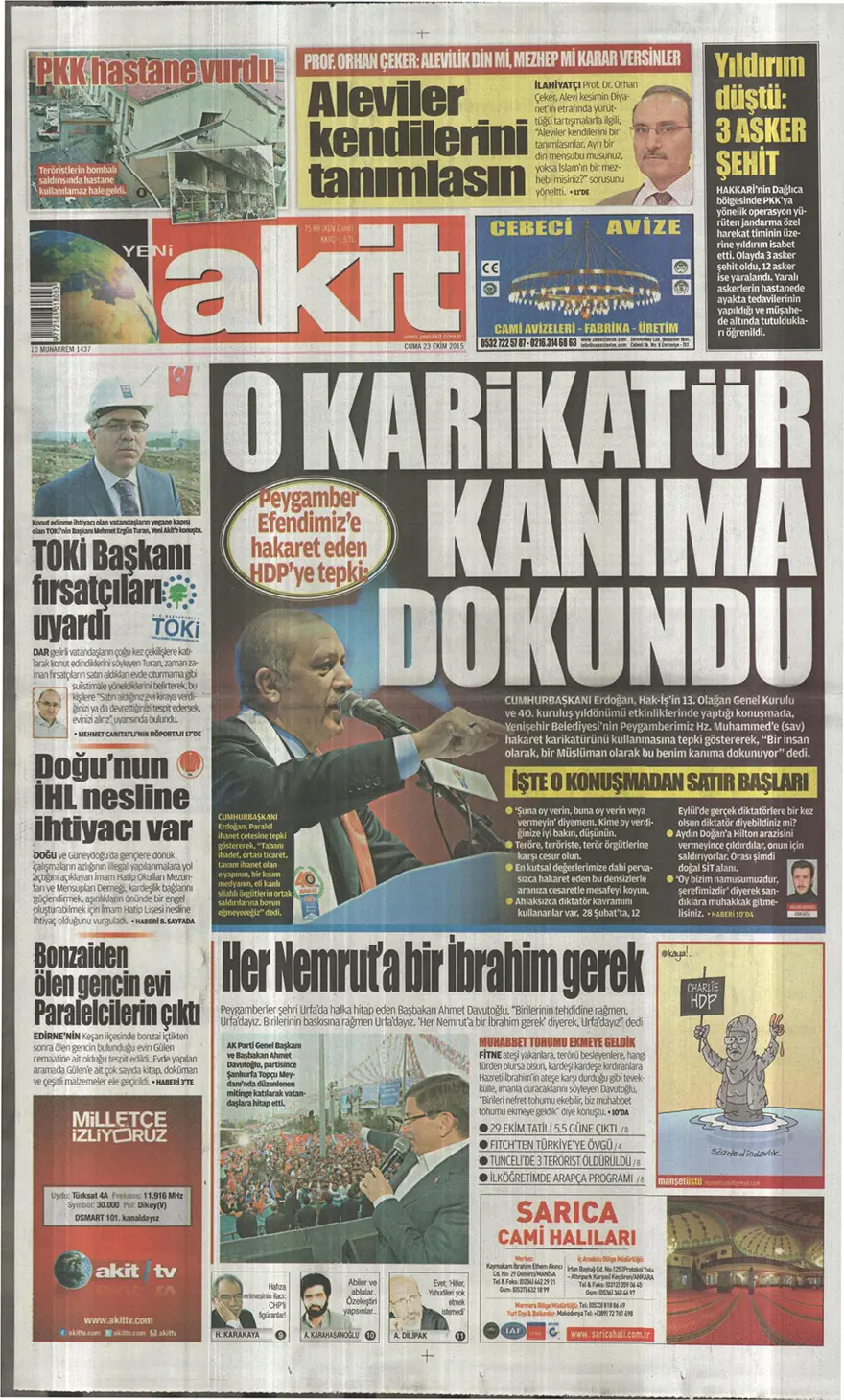 Günün gazete manşetleri - 23 Ekim 2015 17