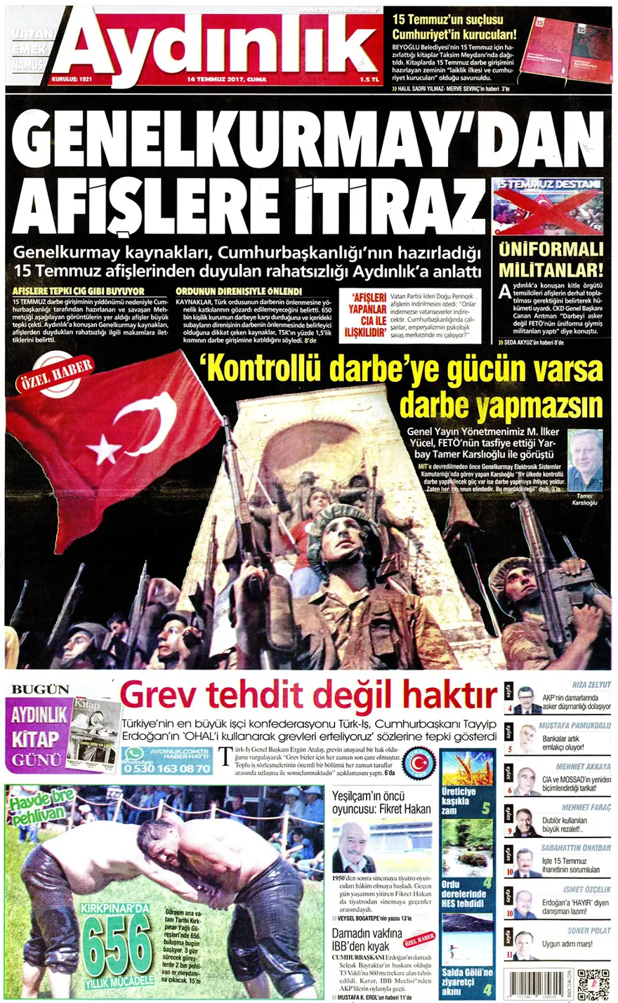Günün gazete manşetleri - 14 Temmuz 2017 13