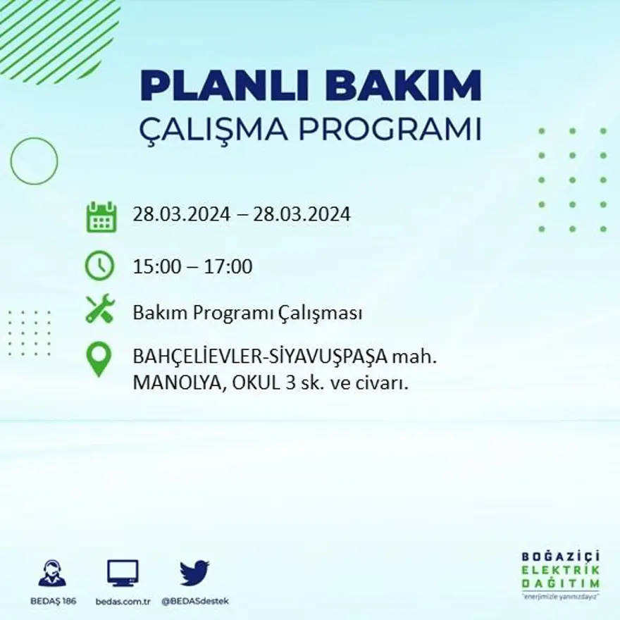İstanbul'un 19 ilçesinde elektrik kesintisi: Elektrikler ne zaman gelecek? (28 Mart tarihli BEDAŞ kesinti programı) 8