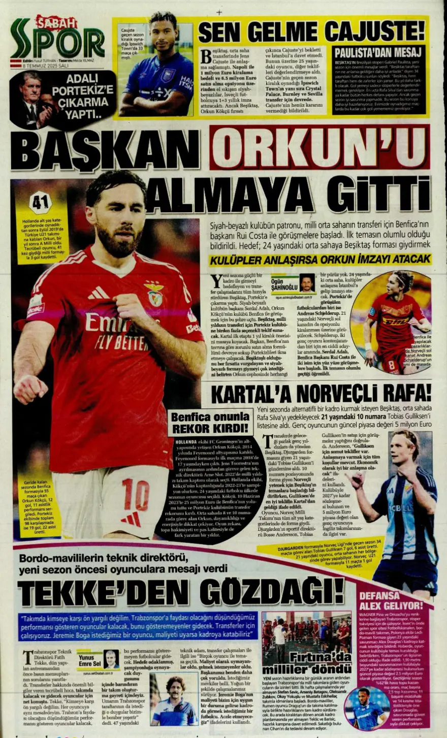 "100 milyon euro paniği" (8 Temmuz 2025 spor manşetleri) 18