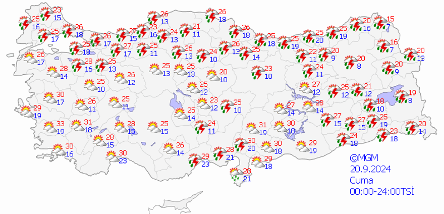 20 EYLÜL CUMA HAVA DURUMU 13