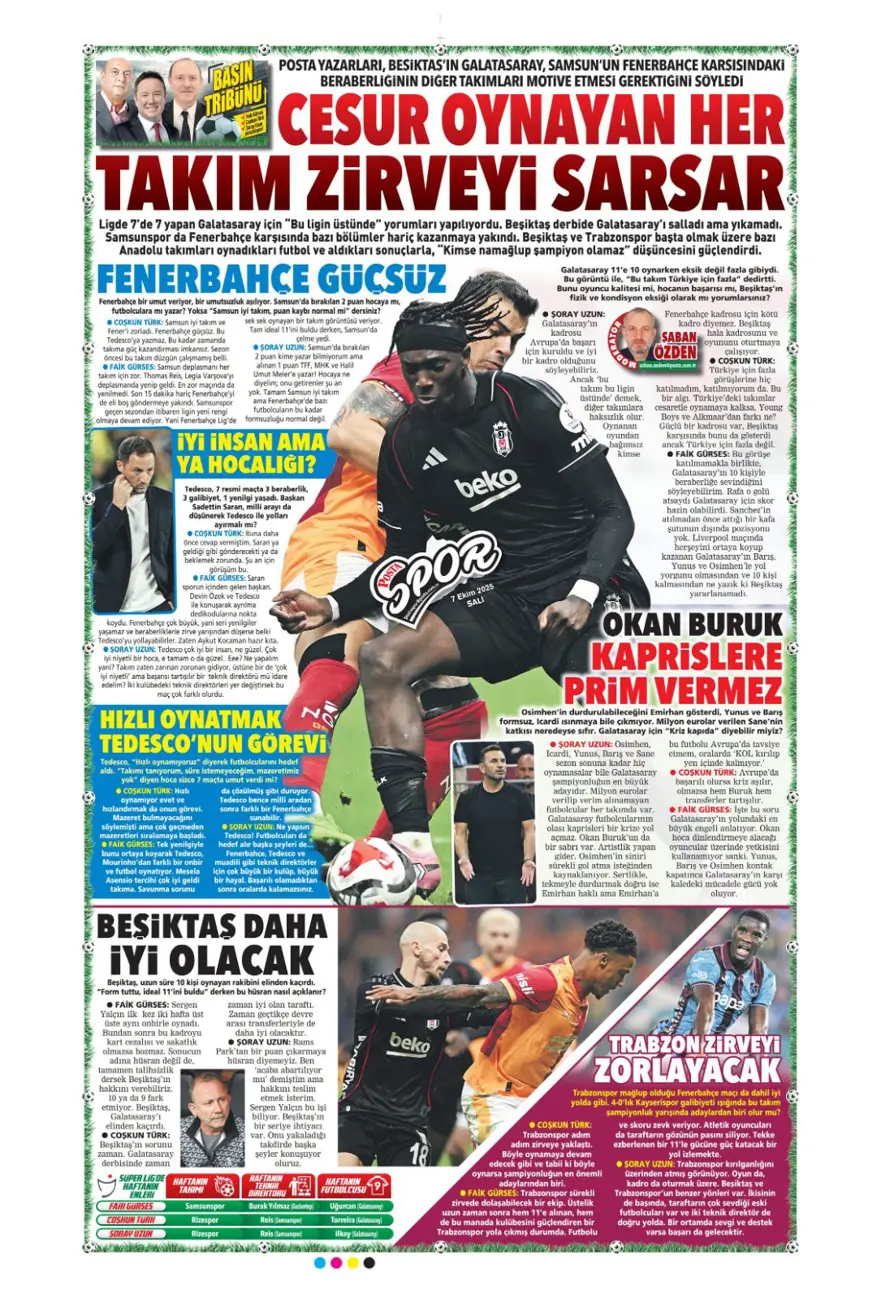 "100 milyonluk hayal kırıklığı" (7 Ekim 2025 spor manşetleri) 11