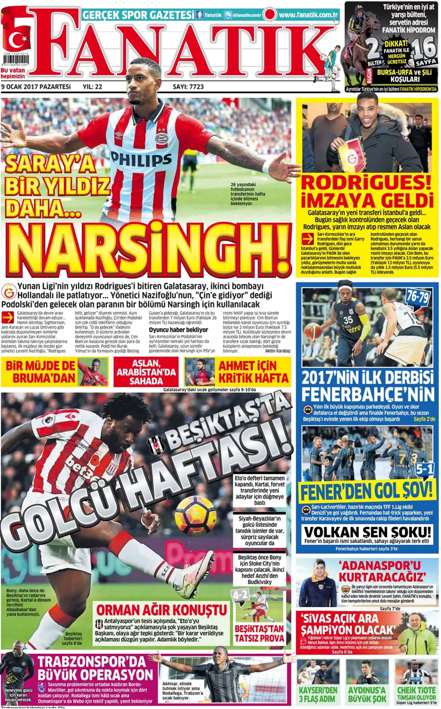 Günün spor manşetleri (09 Ocak 2017) 6