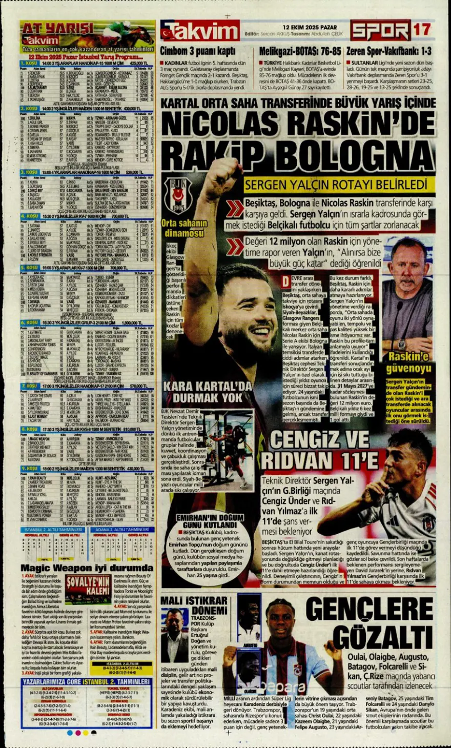 "Sofya'da tarihi zafer" (12 Ekim 2025 spor manşetleri) 23