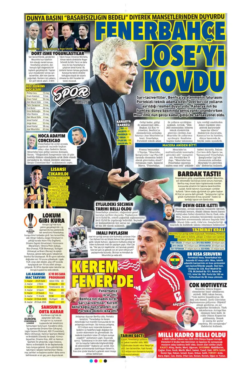"Beklenen son" (30 Ağustos spor manşetleri) 13