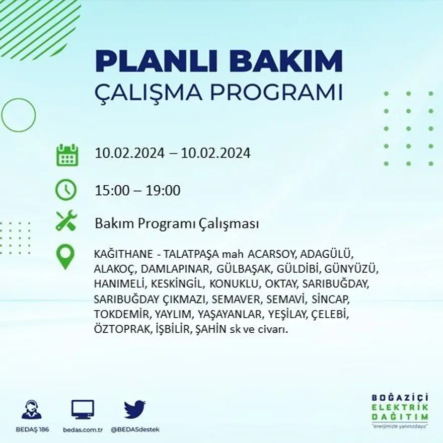 İstanbul'un 17 ilçesinde elektrik kesintisi yaşanacak: Elektrikler ne zaman gelecek? (10 Şubat BEDAŞ kesinti programı) 26 İstanbul'un 17 ilçesinde elektrik kesintisi yaşanacak: Elektrikler ne zaman gelecek? (10 Şubat BEDAŞ kesinti programı) 26