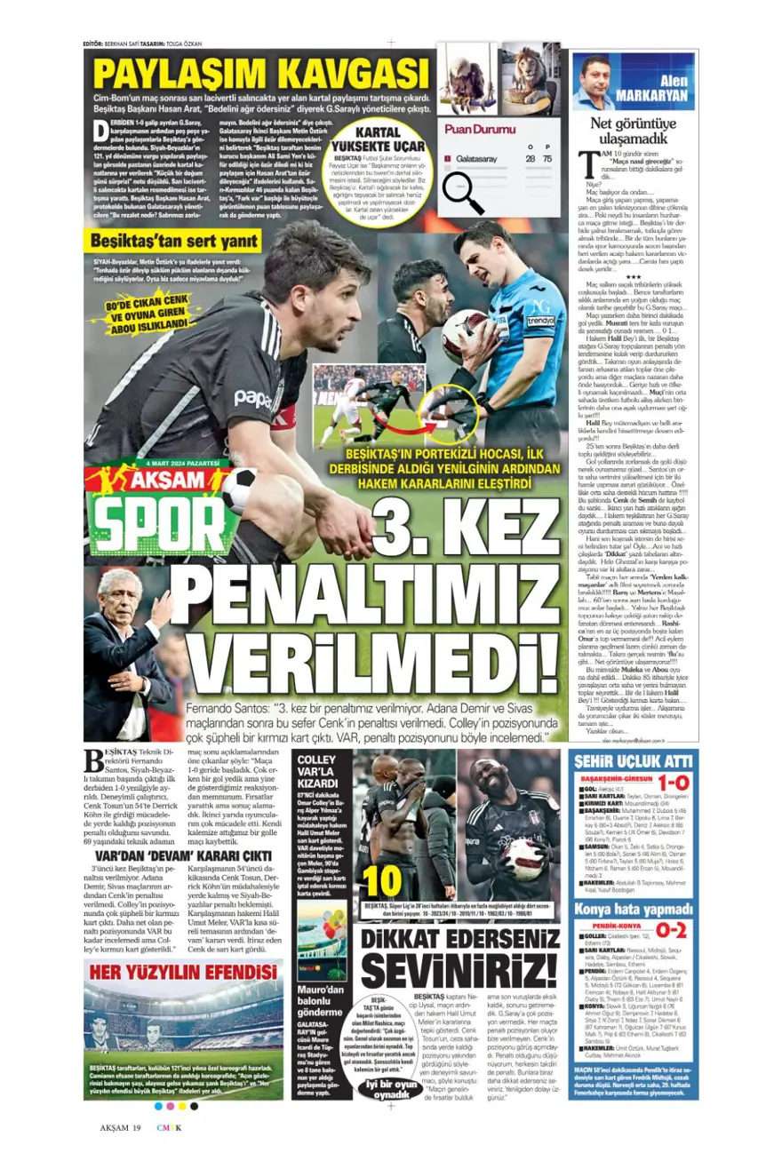 "Aslan tarihi değiştirdi" (4 Mart 2024 spor manşetleri) 3