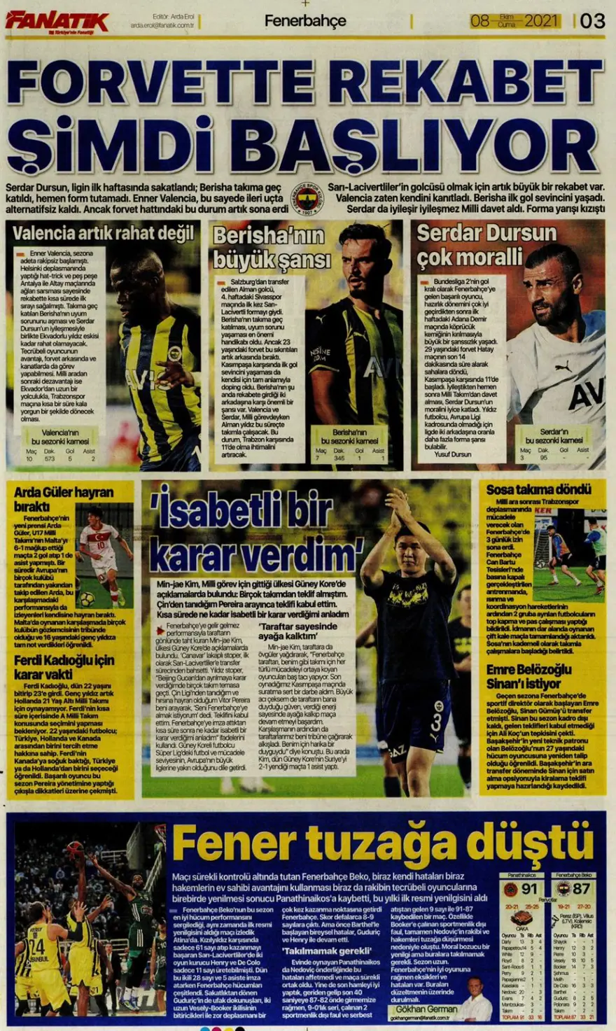 Günün spor manşetleri (8 Ekim 2021) 23