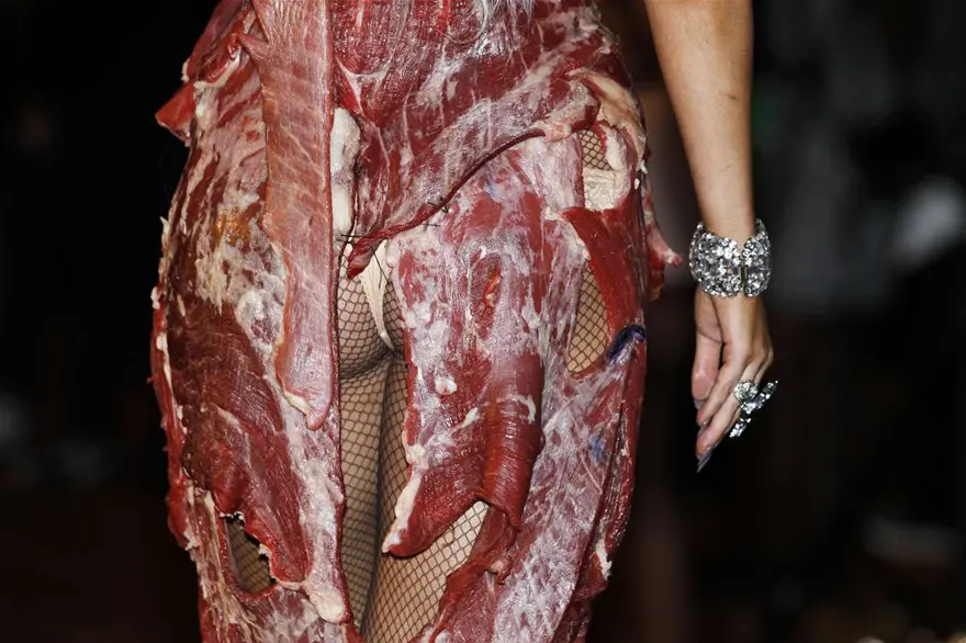 Lady Gaga'nın etten elbisesi! 11