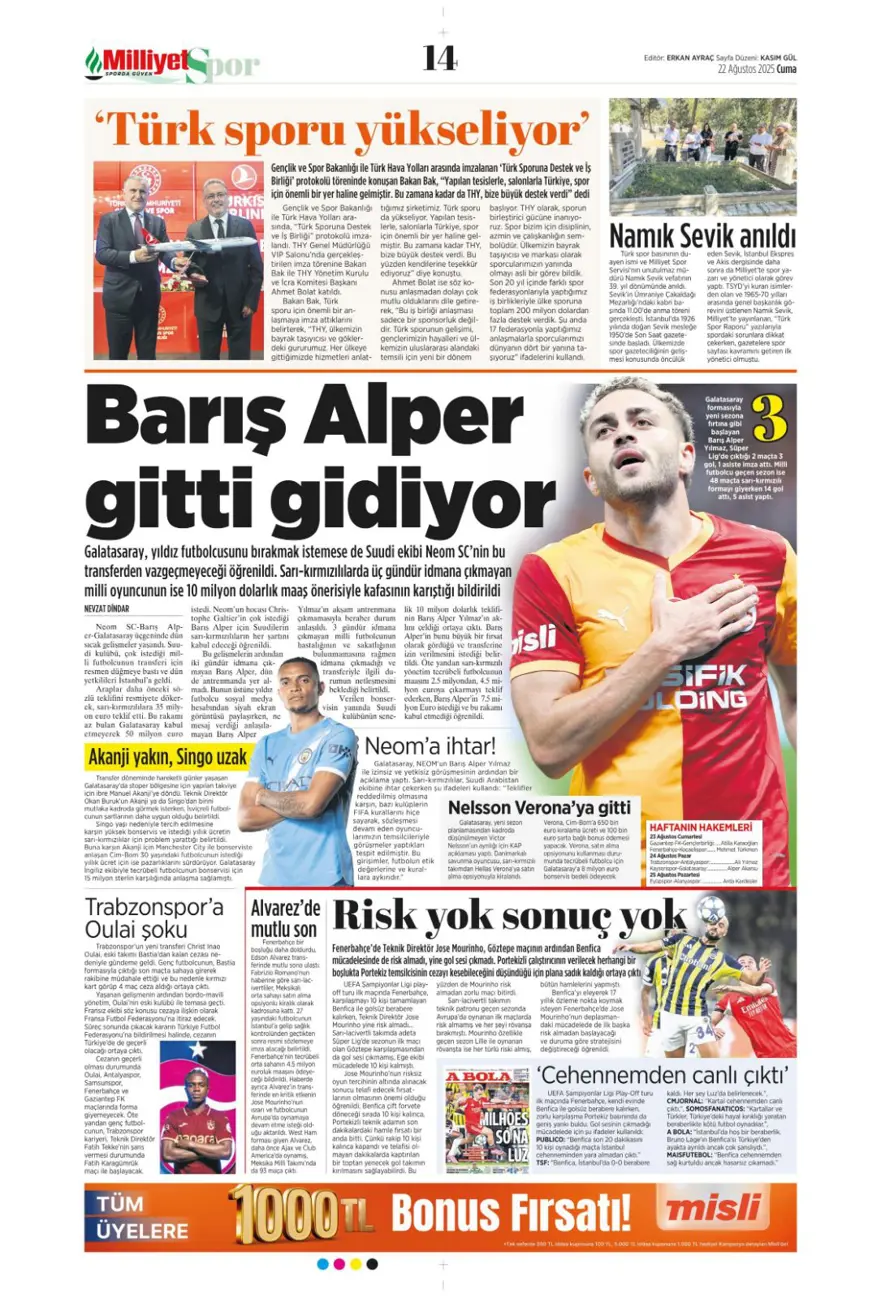 "Meksika ateşi" (22 Ağustos spor manşetleri) 8