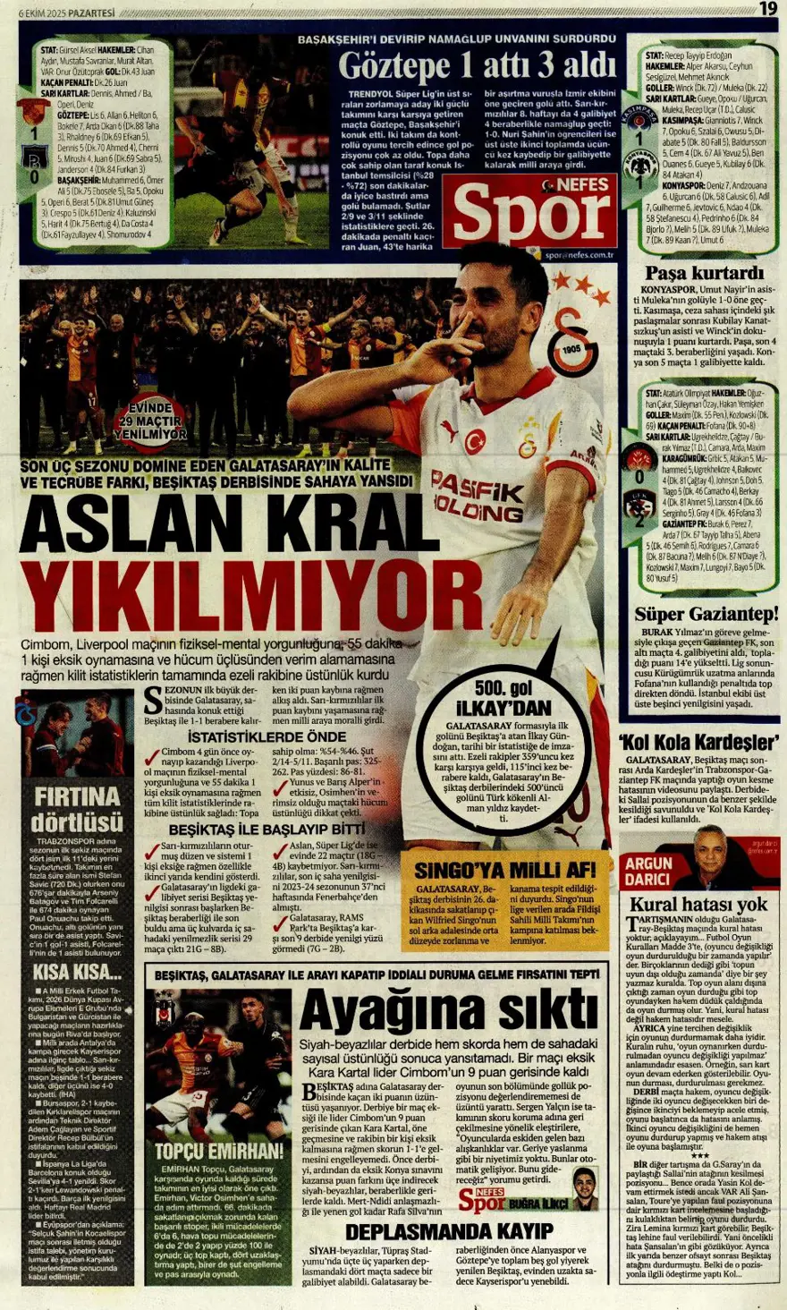 "İki ileri, bir geri" (6 Ekim 2025 spor manşetleri) 11 "İki ileri, bir geri" (6 Ekim 2025 spor manşetleri) 11