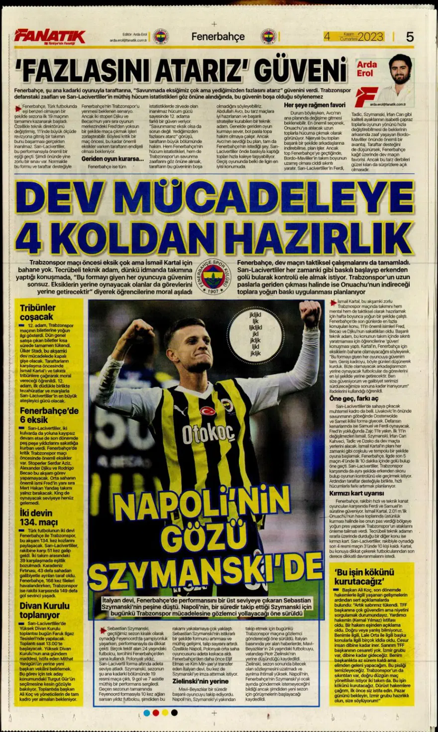 "Hesap farklı hedef aynı" (4 Kasım 2023 spor manşetleri) 17