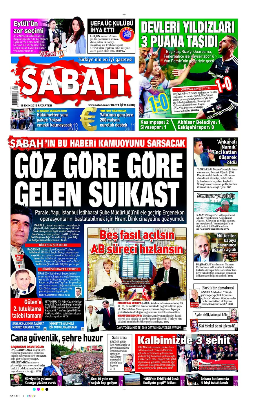 Günün gazete manşetleri - 19 Ekim 2015 9