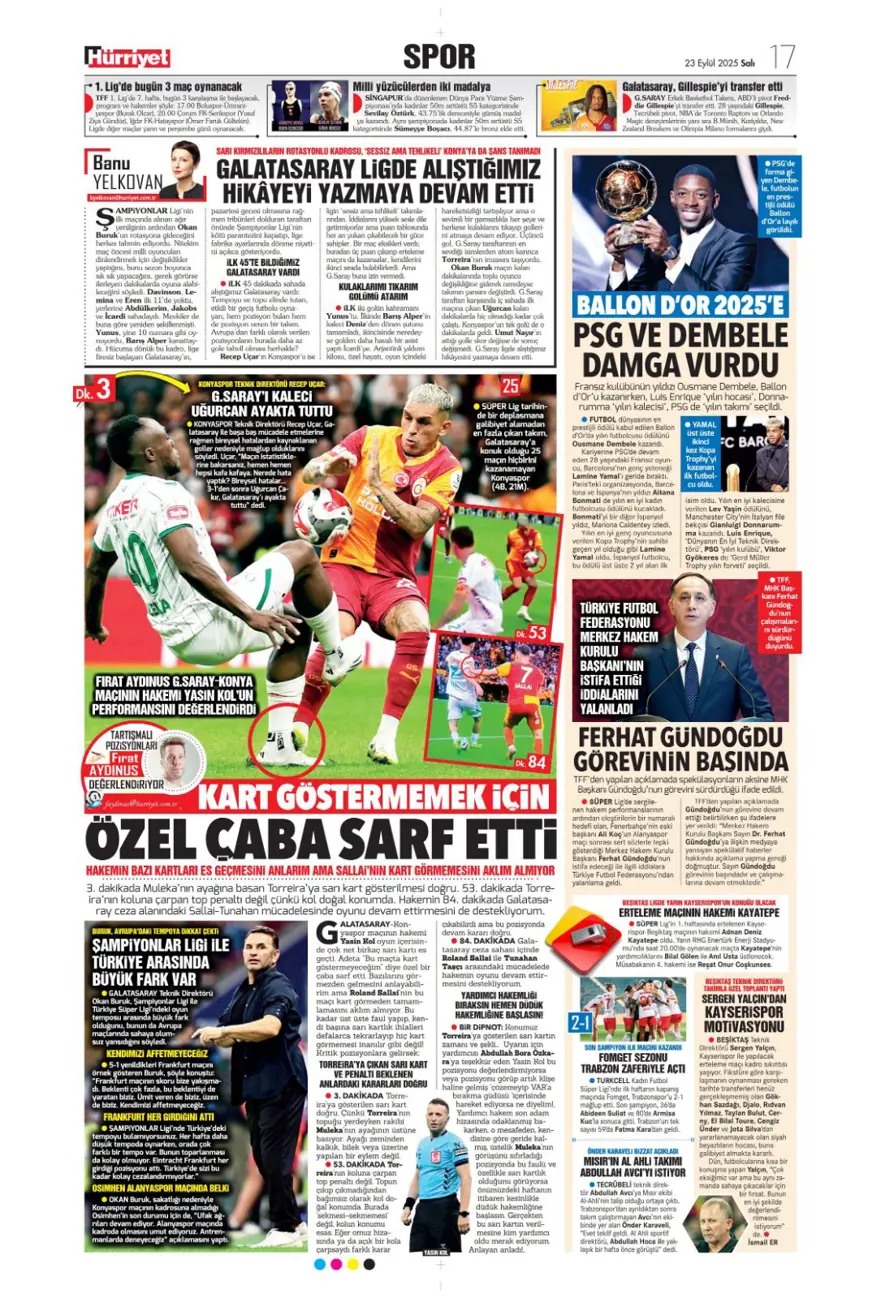 "Süper Lig'in Aslan'ı" (23 Eylül spor manşetleri) 18