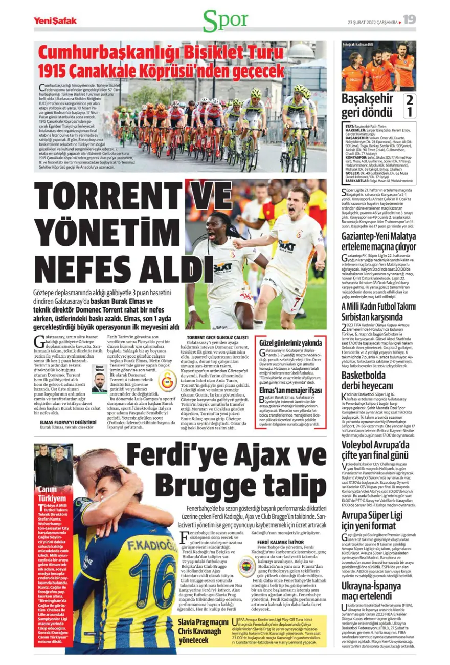 Günün spor manşetleri (23 Şubat 2022) 19